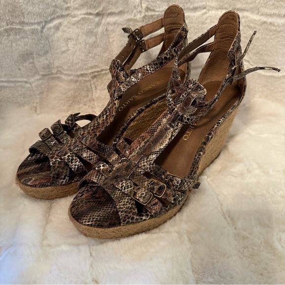 Franco Sarta Espadrille Wedge Sandal Shoes. Size 7.5. Adjustable Buckles.T strap - Picture 3 of 17